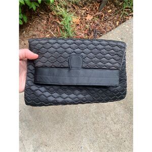 Vintage Miss Lewis Fold Over Textured Black Clutch